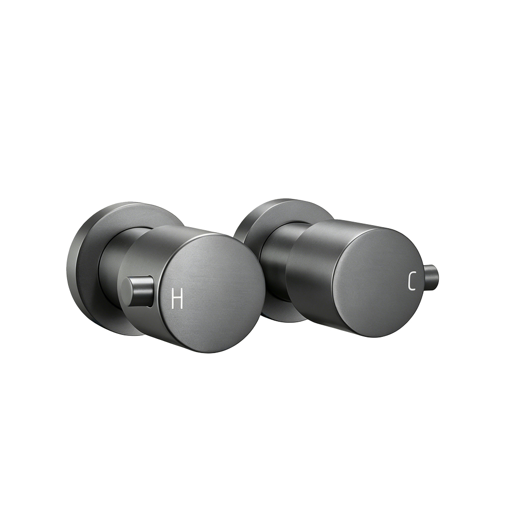 LUCID PIN Round Gun Metal Grey Shower Wall Taps